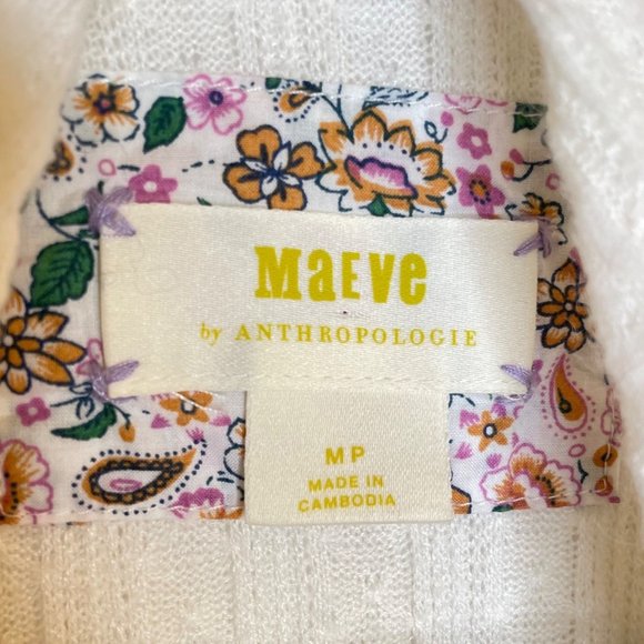 Maeve by Anthropologie Ivory Surplice Wrap Front Sweater, M Petite - Picture 7 of 8